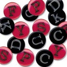 Black Plastic Junkitz Romance Alphabet Buttons